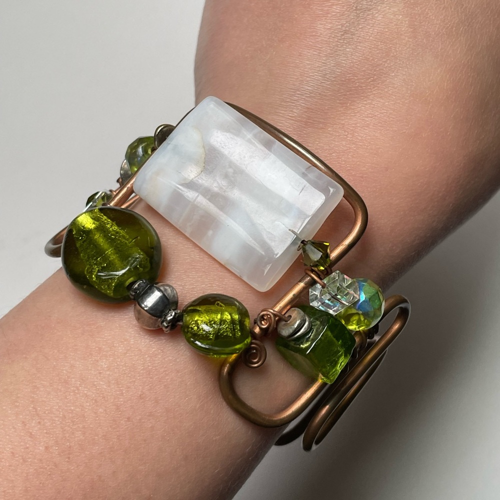 Copper Wire Work Beaded Bracelet